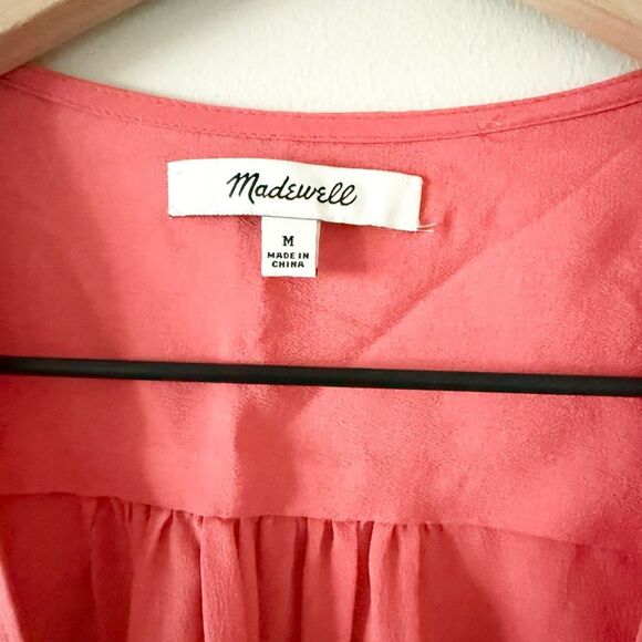 Madewell Silk Wrap Blouse in Watermelon Pink Size M - Picture 4 of 6